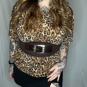 Vintage 1X Leopard Print Top with Brown Belt